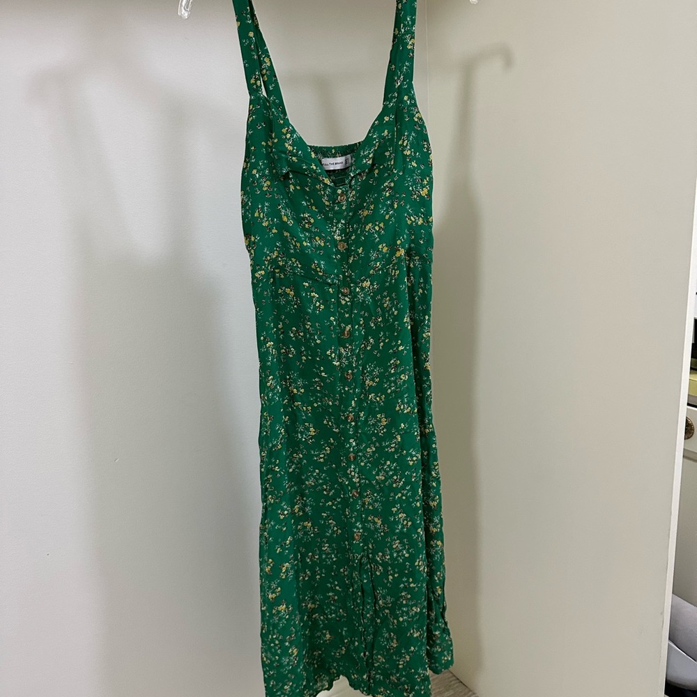 Faithfull the Brand Green Floral Midi Dress
